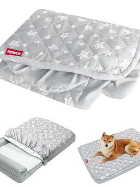 Moonsea Light Gray Star Quilted Mattress Cover